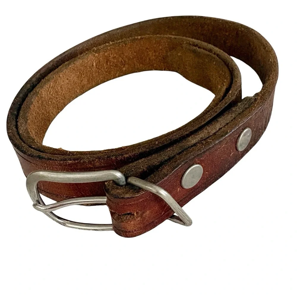 Vintage Auburn Tigers Leather Belt Brown Embossed Eagle‎ Logo Mens Size 32 34
